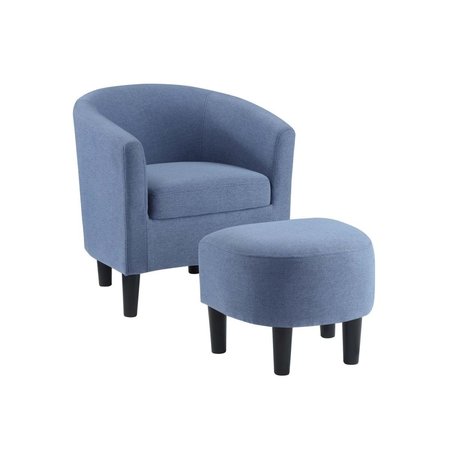 CONVENIENCE CONCEPTS Take a Seat Churchill Accent Chair with Ottoman, Blue 310141FBE